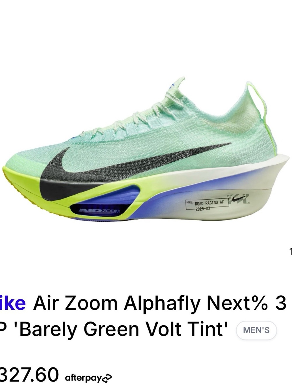 Nike Men's Running Shoe - Barely Green with Volt and Black Swoosh